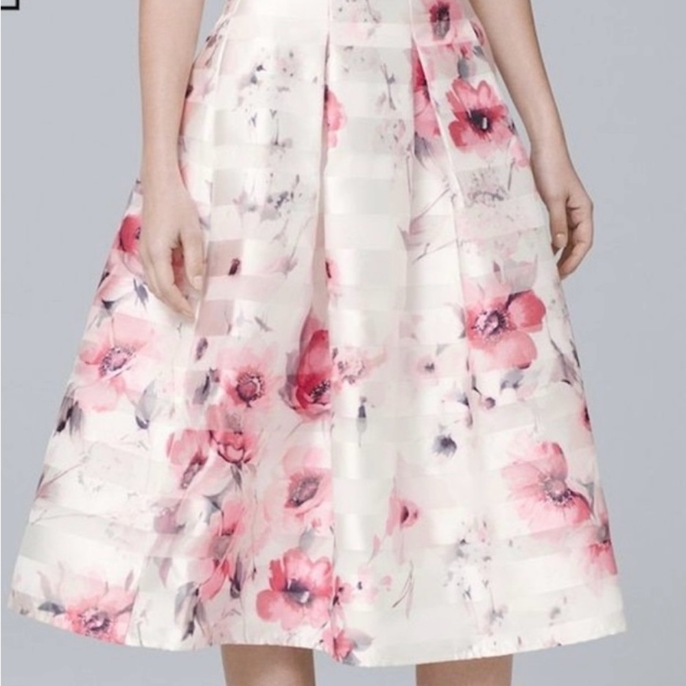 White House Black Market Easter Floral A-Line Skirt